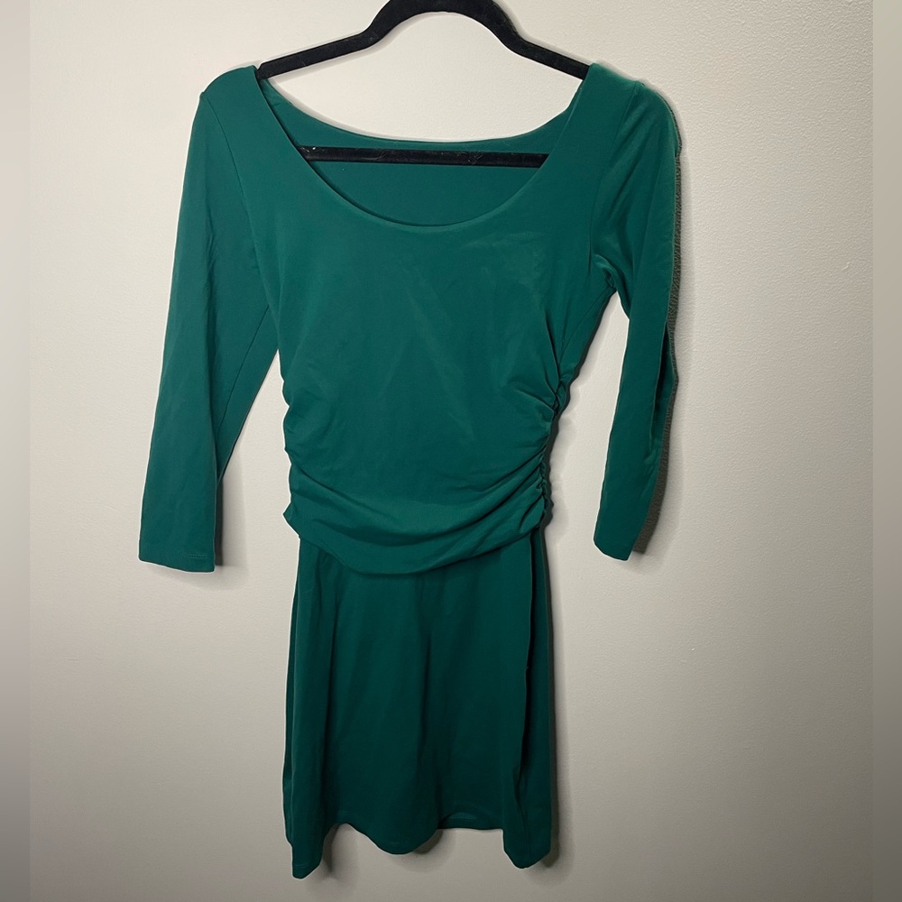 Susana Monaco Green Scoop Neck Ruched Side 3/4 Sleeve Dress St. Patrick’s Day - Picture 6 of 6